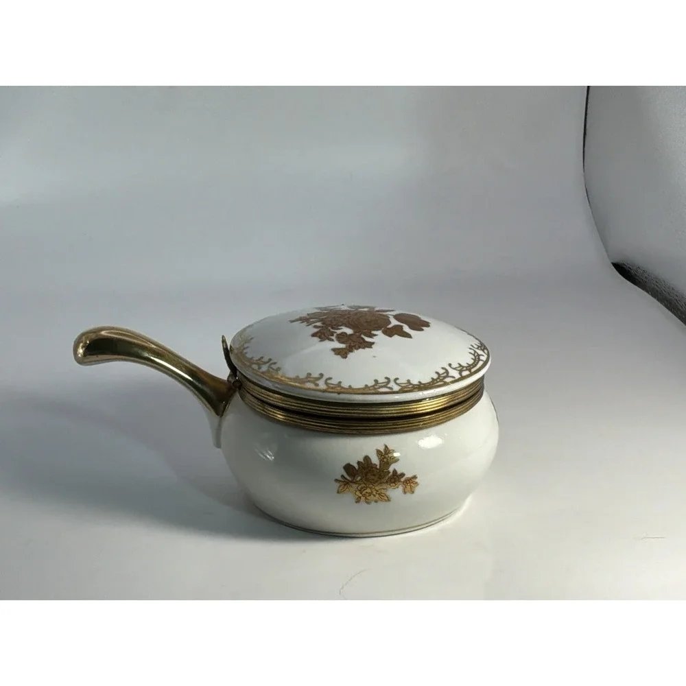 Vintage Andrea by Sadek 1960's Gold & White Porcelain Silent Butler‎ Floral